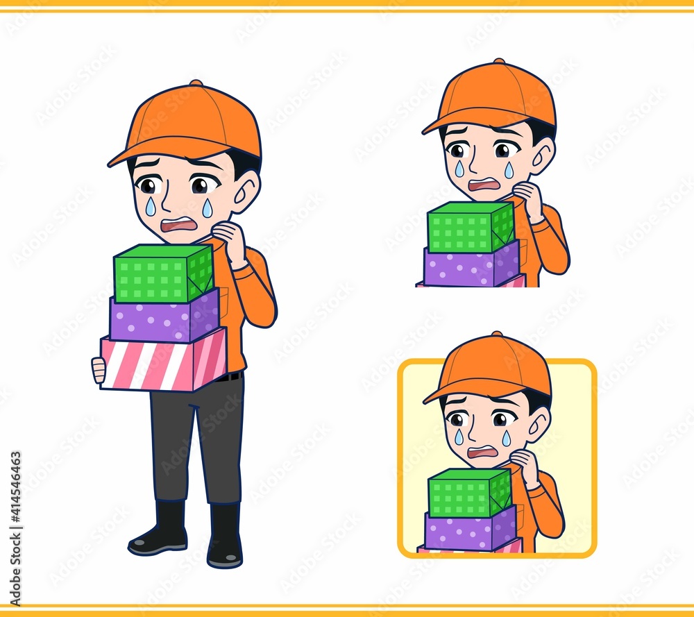 Young man in orange work clothes Young man in orange work clothes