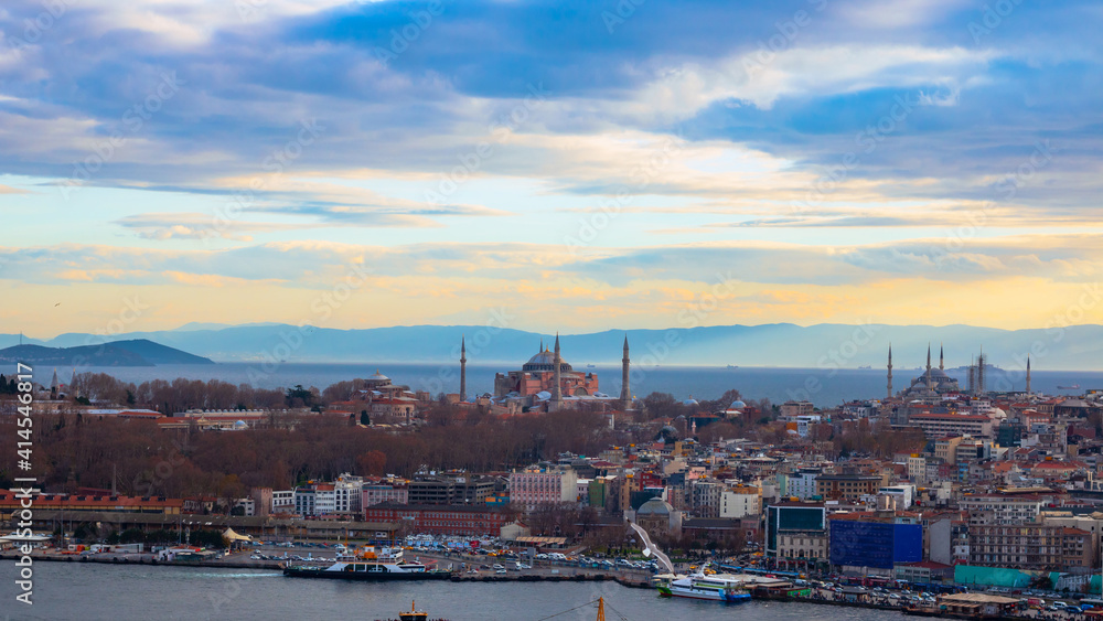 Hagia Sophia and Sultanahmet Mosque from Galata Tower