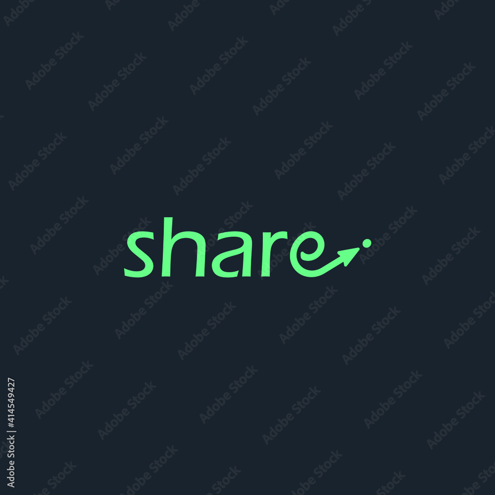 Green share text logo design with dark background