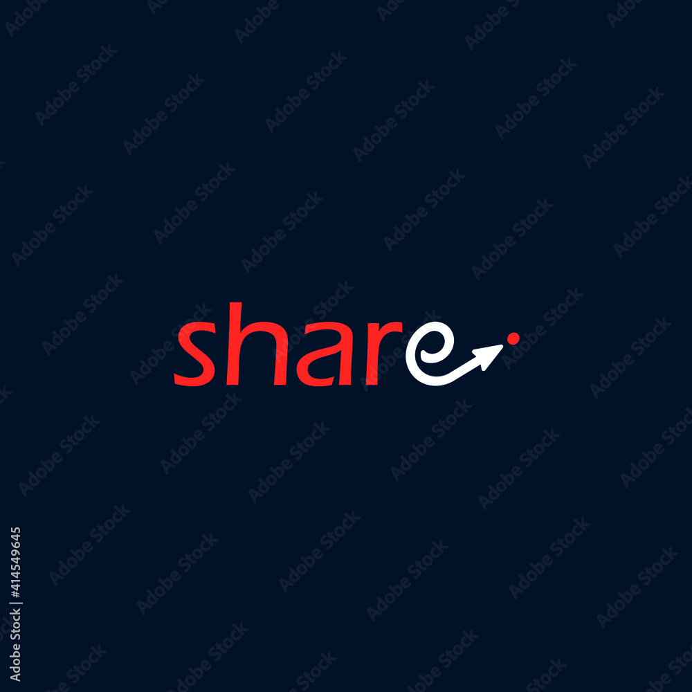 Obraz premium Orange share text vector logo design with dark blue background