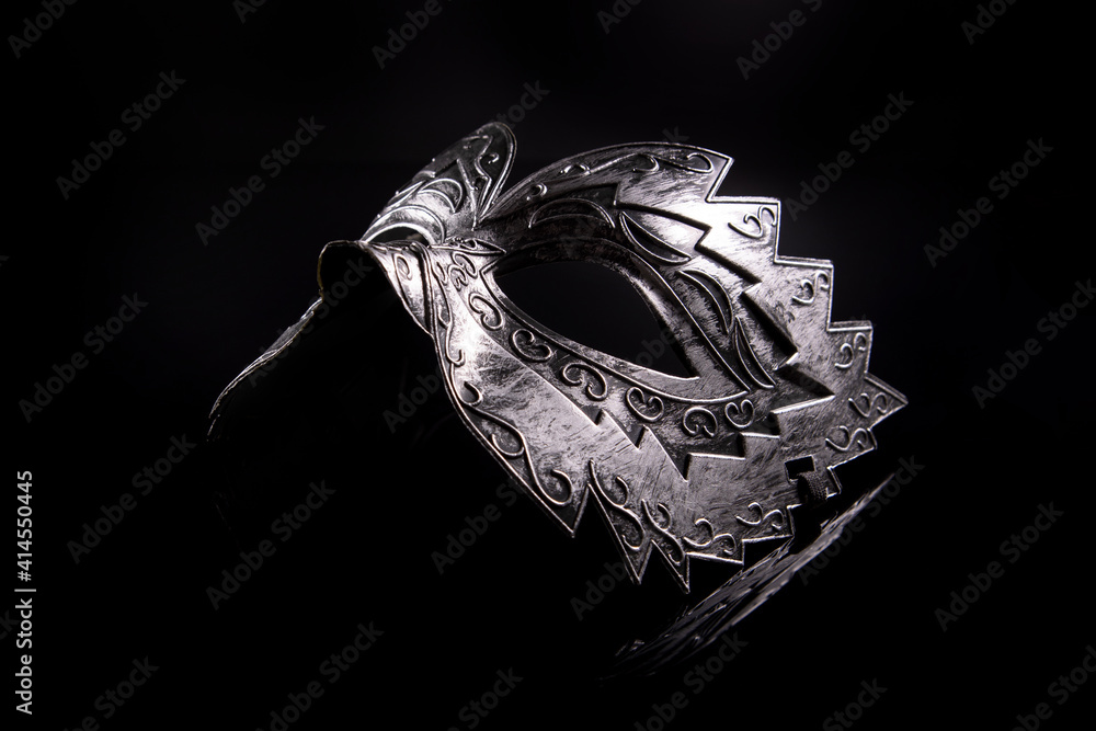 steel mask on black background steel mask on black background