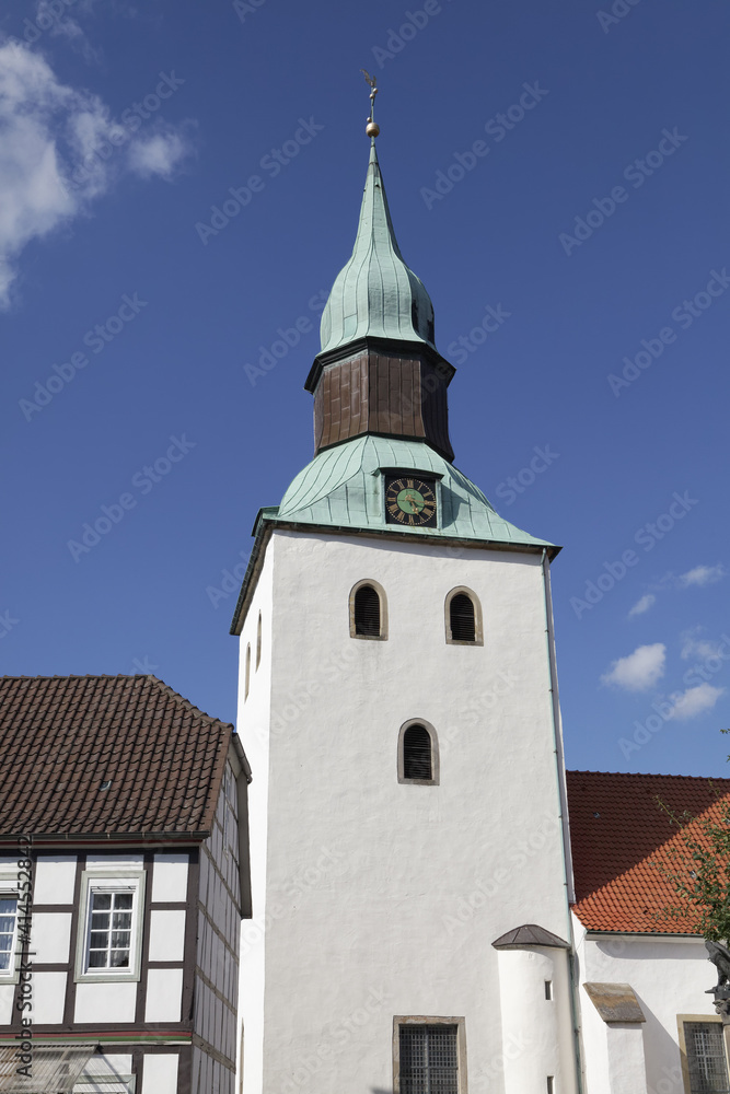 Tower Of The St. Nikolai Church In Bad Essen, Osnabrück Country, Germany Tower Of The St. Nikolai Church In Bad Essen, Osnabrück Country, Germany