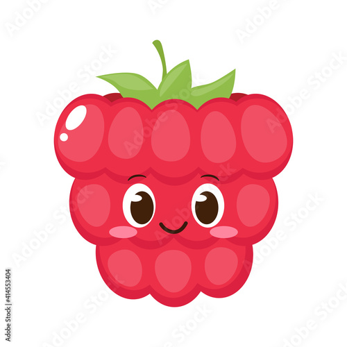 Cute happy red raspberry character