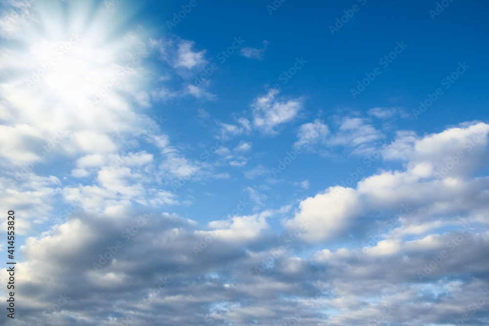 Fototapeta premium Fantastic soft white clouds against blue sky