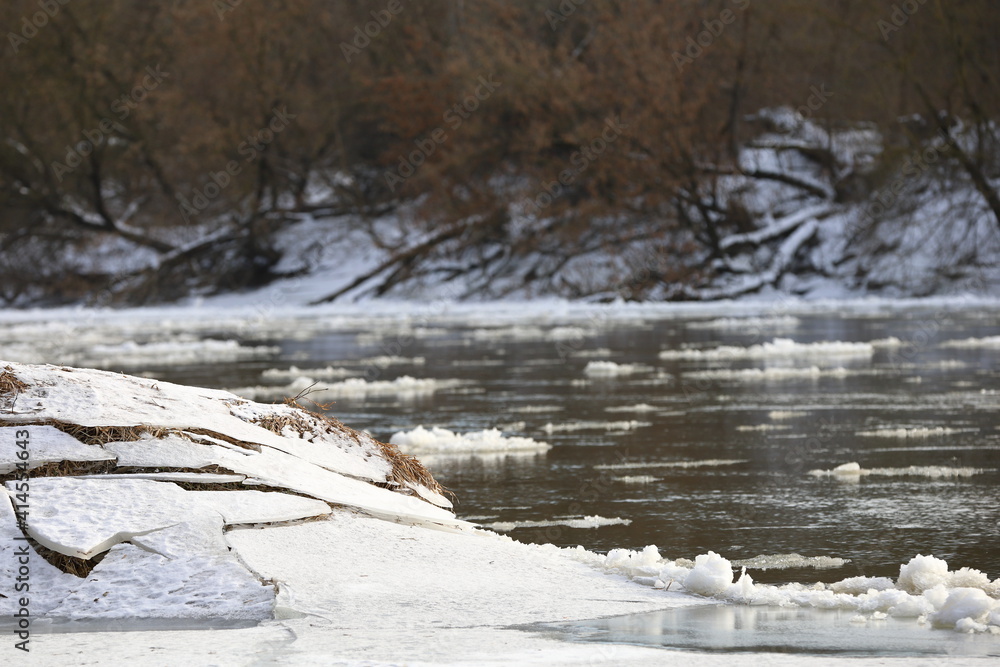 frozen river in winter, Poland winter frozen river in winter, Poland winter