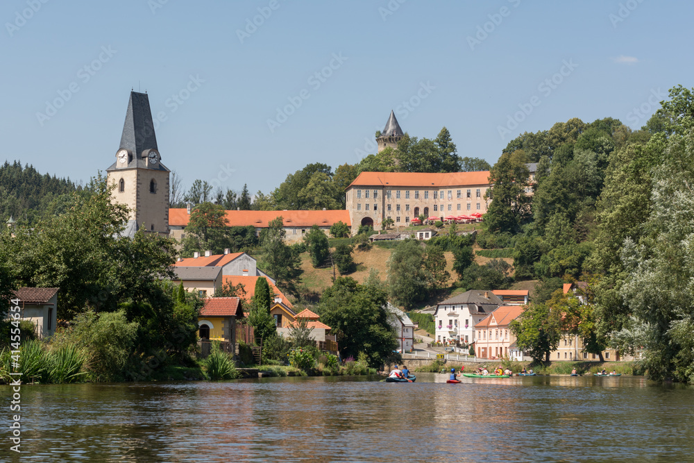 City Rosenberg, St. Mary S Church And Castle In The Background - Czech Republic