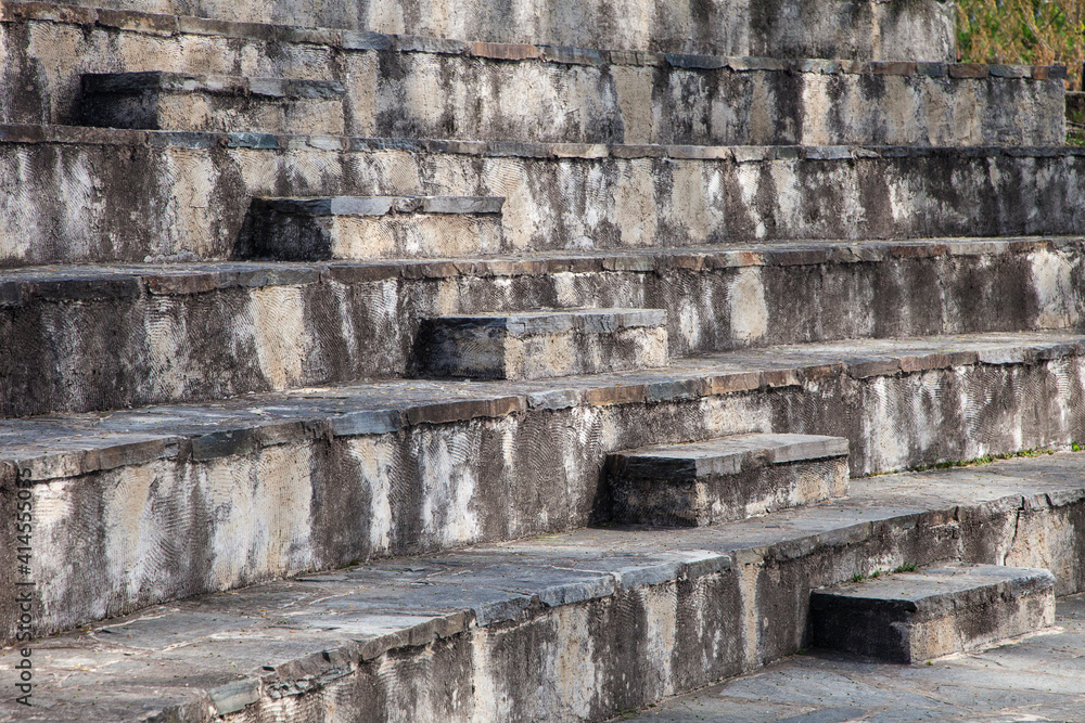 Greece, Thessalonica. Steps and seats at St. Demetrius Basilica.