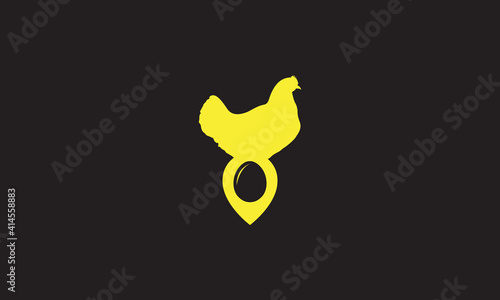 hen with pin map location logo design vector icon symbol illustration