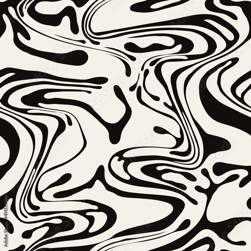 Vector seamless pattern. Abstract marble texture with monochrome fluid stains. Creative background with liquid blots. Decorative design with marbling effect. Can be used as swatch for illustrator.