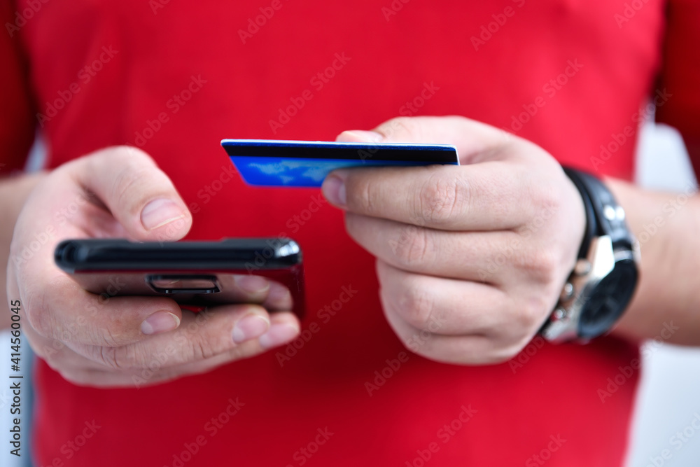 Man purchasing products online Man purchasing products online
