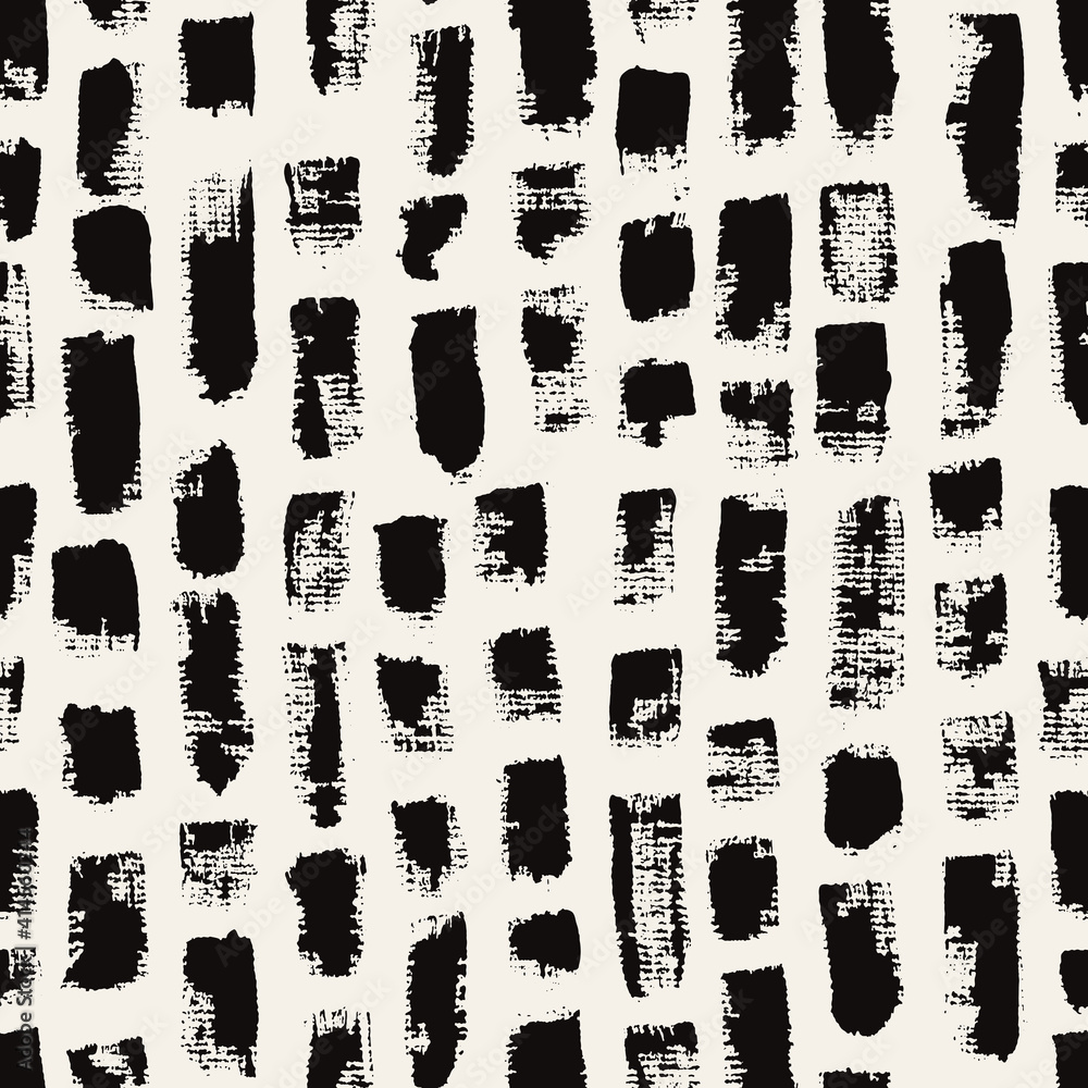 Vector seamless pattern. Abstract background with bold brush strokes. Black hand painted textured print. Monochrome hand made texture. Minimal graphic design. Can be used as swatch for illustrator. Vector seamless pattern. Abstract background with bold brush strokes. Black hand painted textured print. Monochrome hand made texture. Minimal graphic design. Can be used as swatch for illustrator.