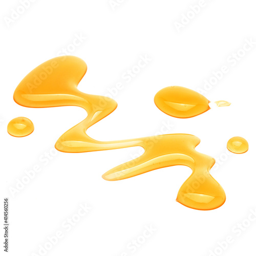 Sweet honey drips isolated on white background. Syrup droplet, nectar drops.