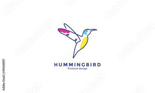 hummingbird fly line colorful logo symbol vector icon design illustration