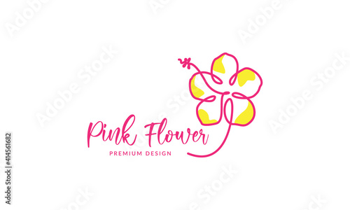 abstract colorful line flower hibiscus  logo design vector icon symbol illustration