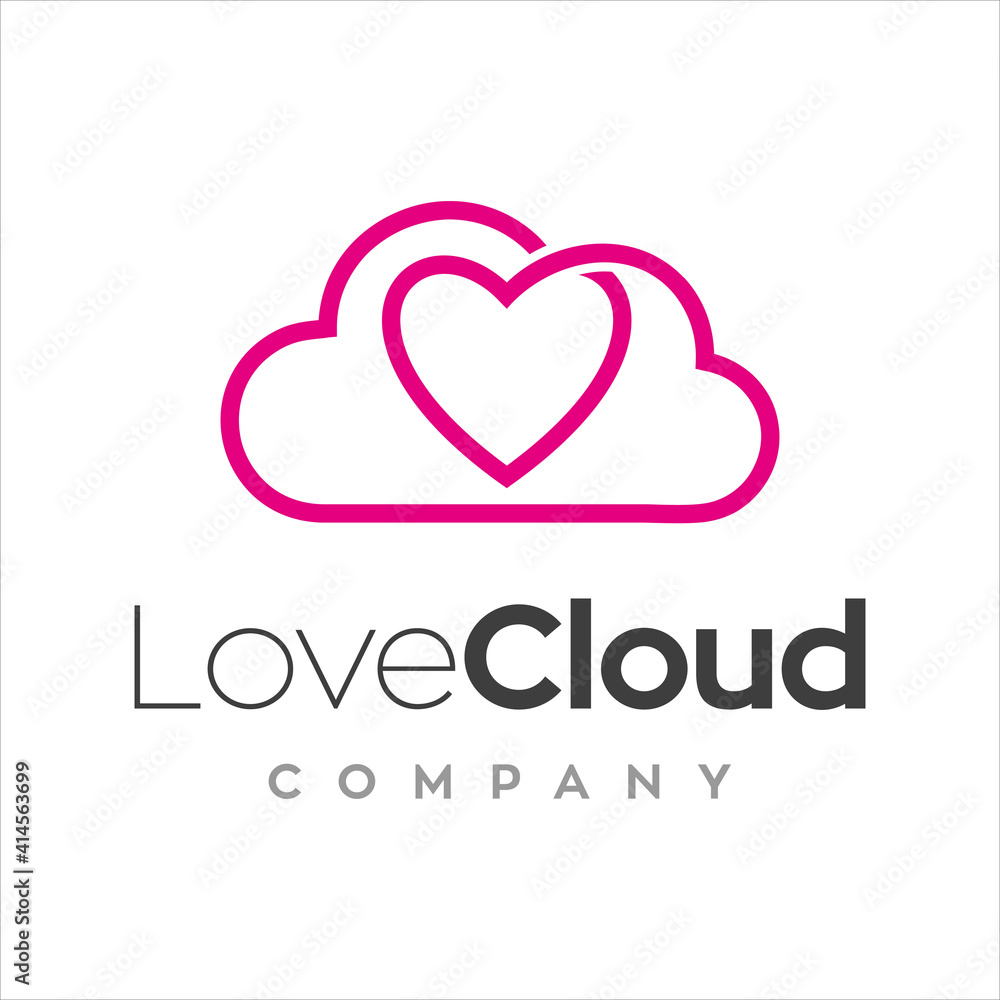 Love cloud logo design template, vector illustration.