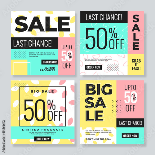Set of sale banner template design. Vector illustration.