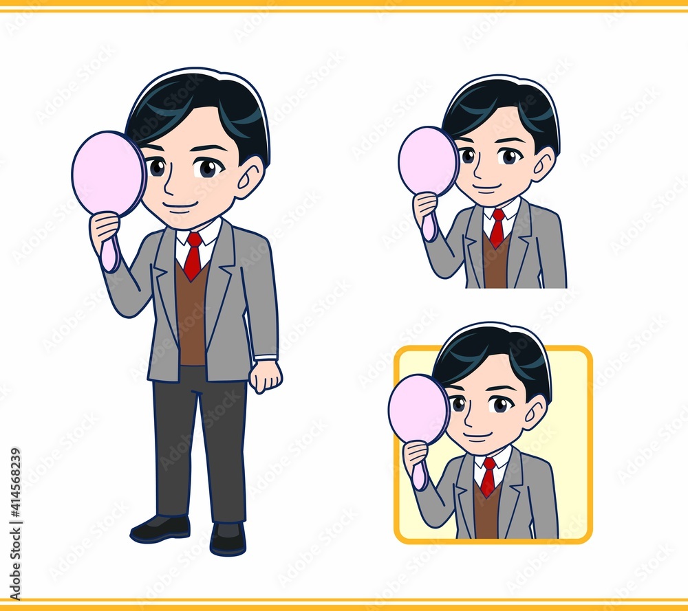 Fototapeta premium Male teacher in a gray jacket