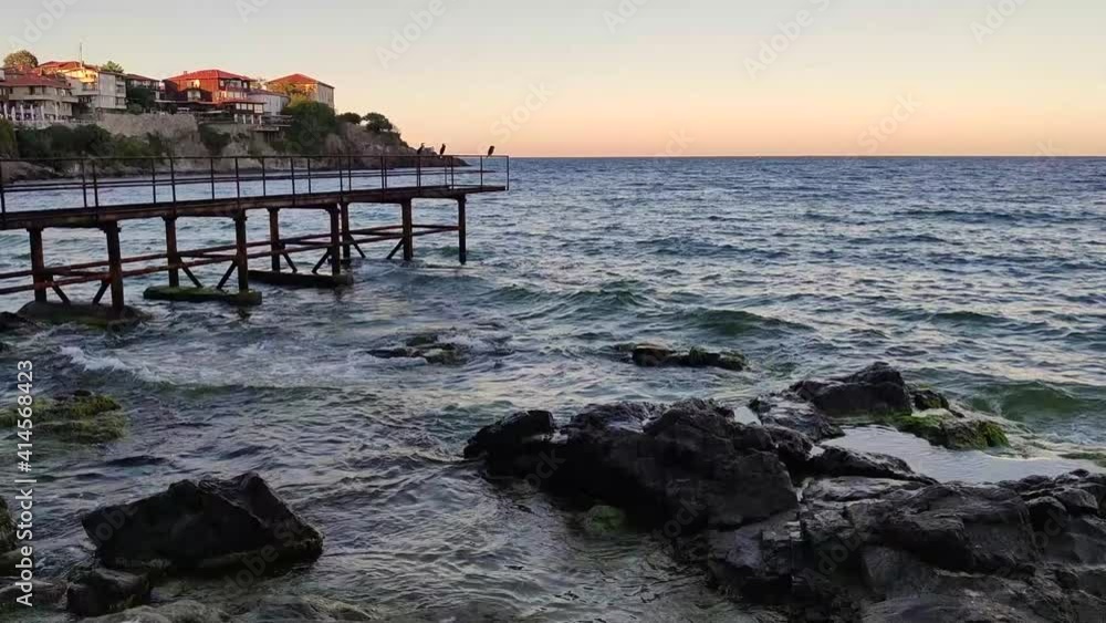 Amazing sunset view of old town of Sozopol, Burgas Region, Bulgaria