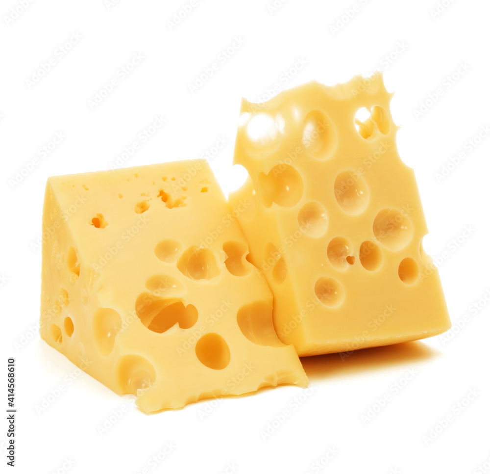 Cheese block isolated on white background cutout Cheese block isolated on white background cutout