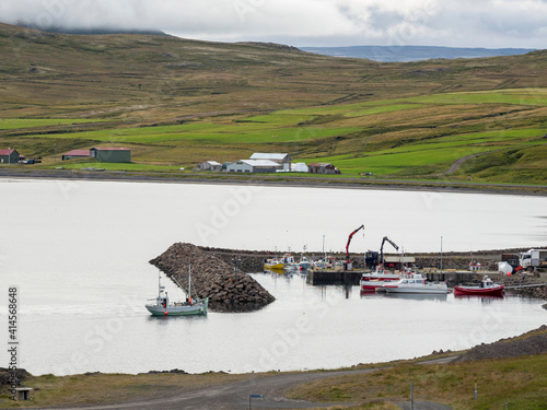 Landscape at Nordurfjordur, the harbor at Bergistangi. The Westfjords (Vestfirdir) in Iceland. photo