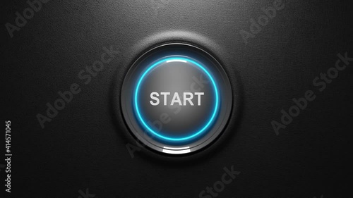 Press the start button. Start up concept. 3D video photo