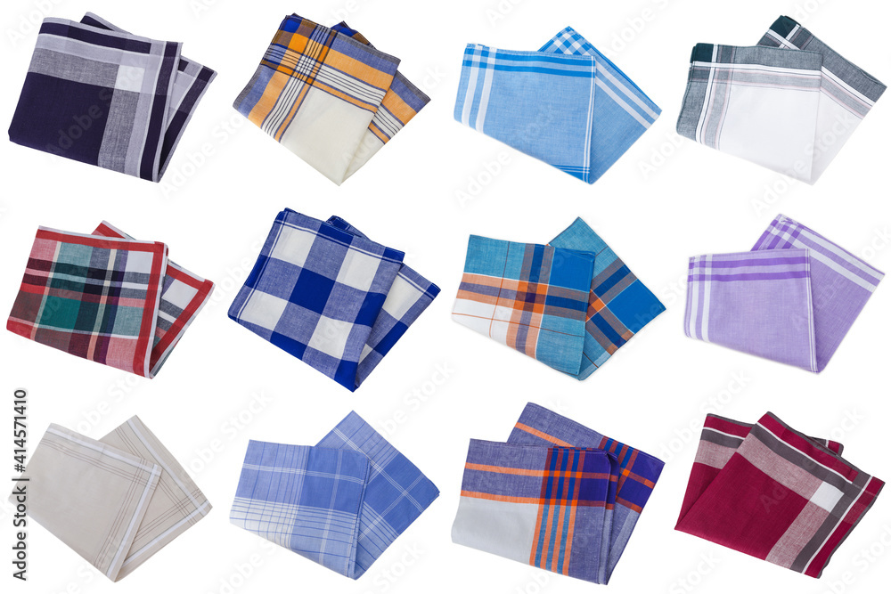 Ταπετσαρία Twelve different vintage multicolored striped  handkerchiefs for men