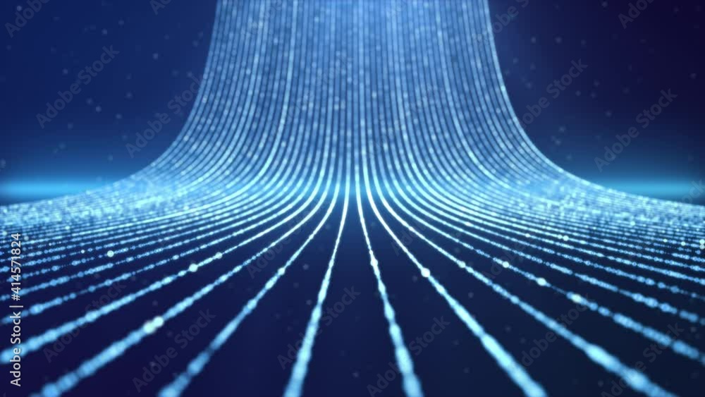 abstract internet data light stripe flowing in cyberspace, network information communication technology concept, neon curve line moving in motion