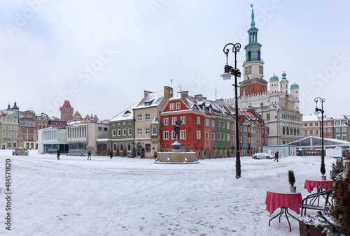 Poznan. Market square on a winter day.