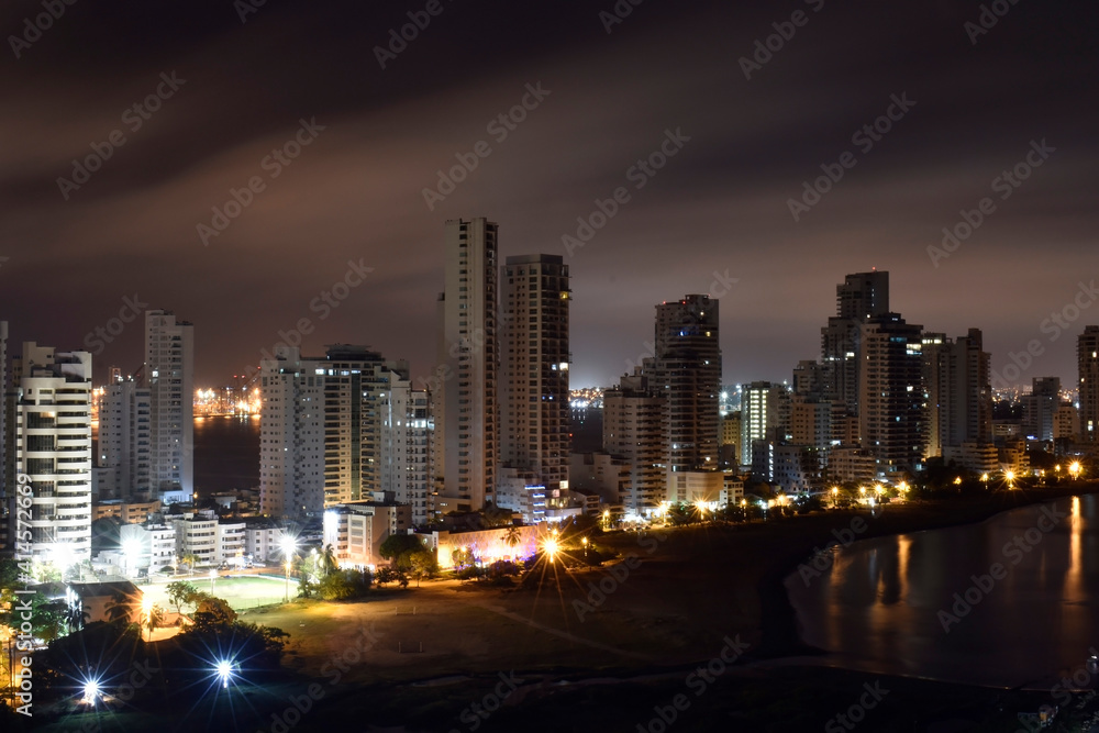 Beautiful panoramic night view of the city of Cartagena De Indias colombia. Beautiful panoramic night view of the city of Cartagena De Indias colombia.