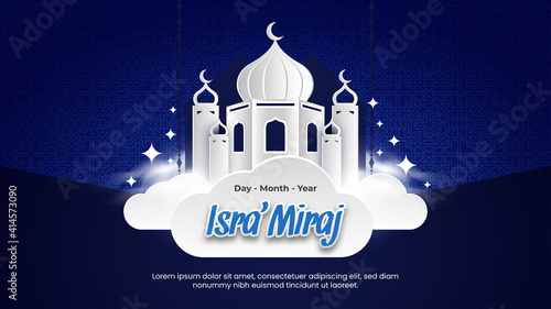 Isra Miraj with A White Mosque on Blue Ornament