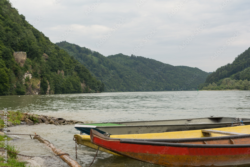 Three Wooden Boats Have Created Along The Danube River