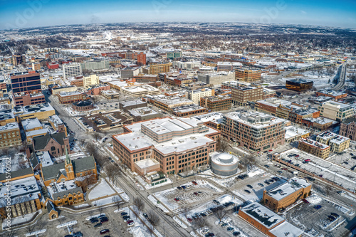 Aerial View of Sioux Falls, South Dakota in Winter