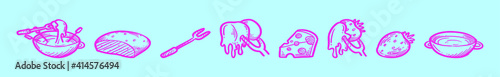 set of fondue cartoon icon design template with various models. vector illustration isolated on blue background