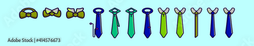 set of cravat cartoon icon design template with various models. vector illustration isolated on blue background