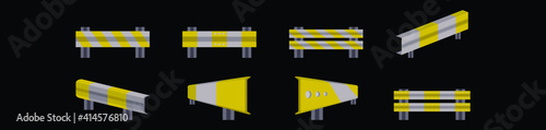 set of guardrail cartoon icon design template with various models. vector illustration isolated on black background