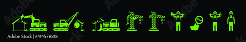 set of demolition cartoon icon design template with various models. vector illustration isolated on black background
