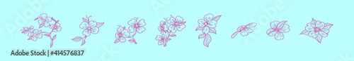 set of dogwood flowers cartoon icon design template with various models. vector illustration isolated on blue background