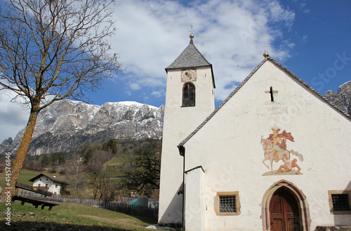 The Schlern, St. Martin S Church In Ums, Fie, South Tyrol, Italy