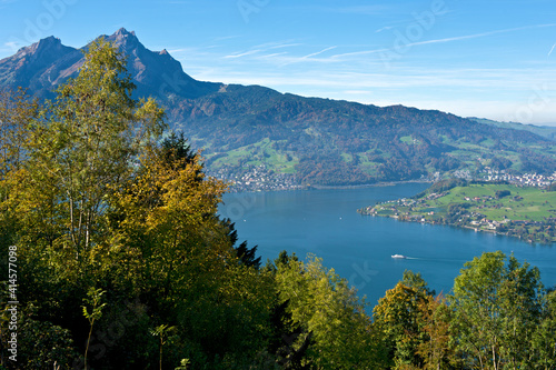 View From The Buergenstock Massif On Lake Lucerne VierwaldstÃƒ Ttersee And Mount Pilatus, Switzerland