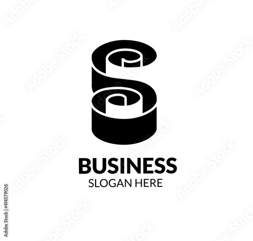 roll paper as letter s negative space color logo symbol illustration