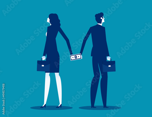 Business person bribing another. Corruption vector concept