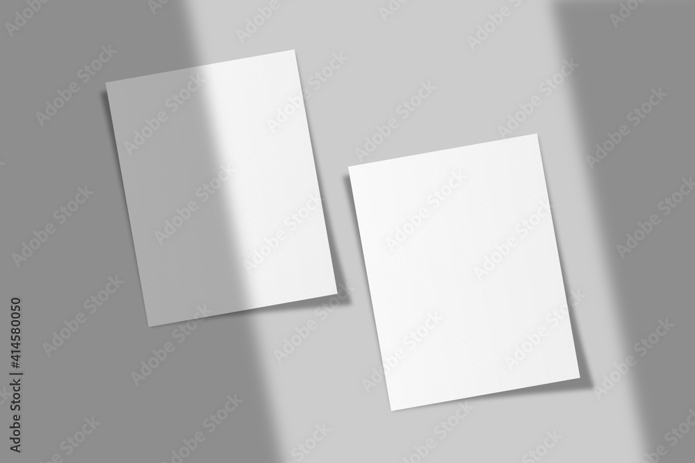 Realistic blank US letter flyer brochure for mockup. Paper or poster illustration with shadow overlay. 3D Render. Realistic blank US letter flyer brochure for mockup. Paper or poster illustration with shadow overlay. 3D Render.