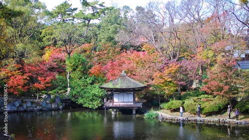 The pavilion at Momijdani Teien Garden in Wakayama Castle. photo