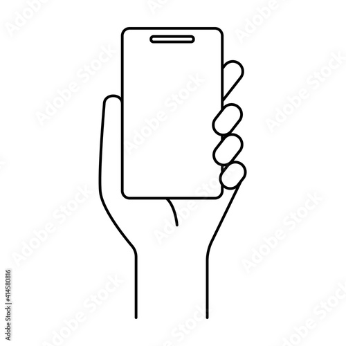 シンプルなスマートフォンと手