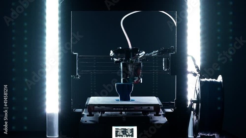 Timelapse of 3d Printer printing blue hand sculpture shot in 4k