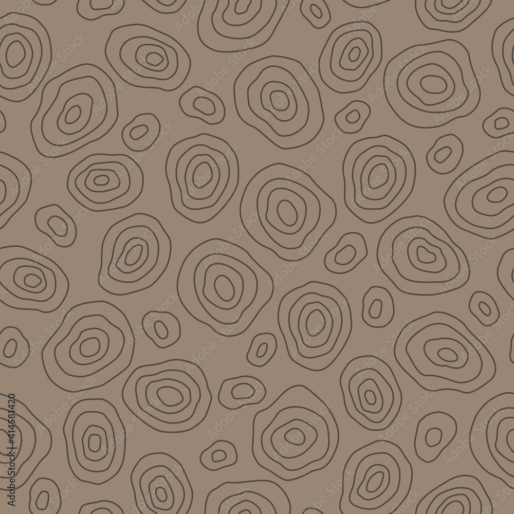 Seamless pattern with circles, vector illustration. Abstract drawing on a brown background in the style of minimalism. For wrapping paper, wallpaper, fabric, banners, etc. Seamless pattern with circles, vector illustration. Abstract drawing on a brown background in the style of minimalism. For wrapping paper, wallpaper, fabric, banners, etc.