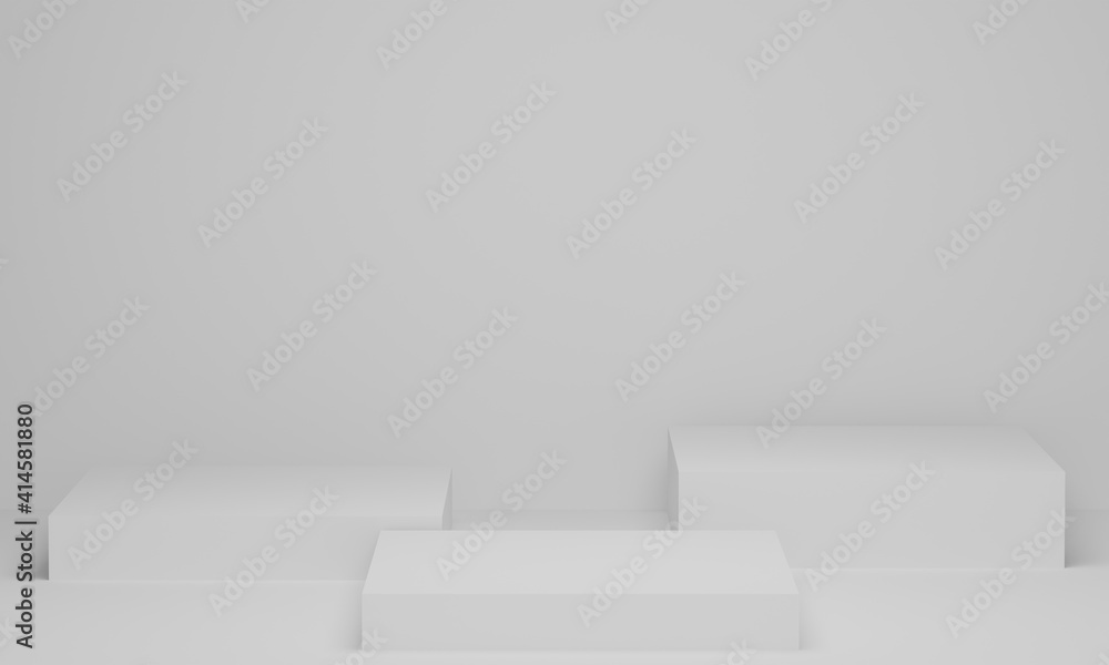 3D rendering. Empty podium or pedestal display on white background. Blank product shelf standing backdrop. Abstract minimal scene with geometric. 3D rendering. Empty podium or pedestal display on white background. Blank product shelf standing backdrop. Abstract minimal scene with geometric.