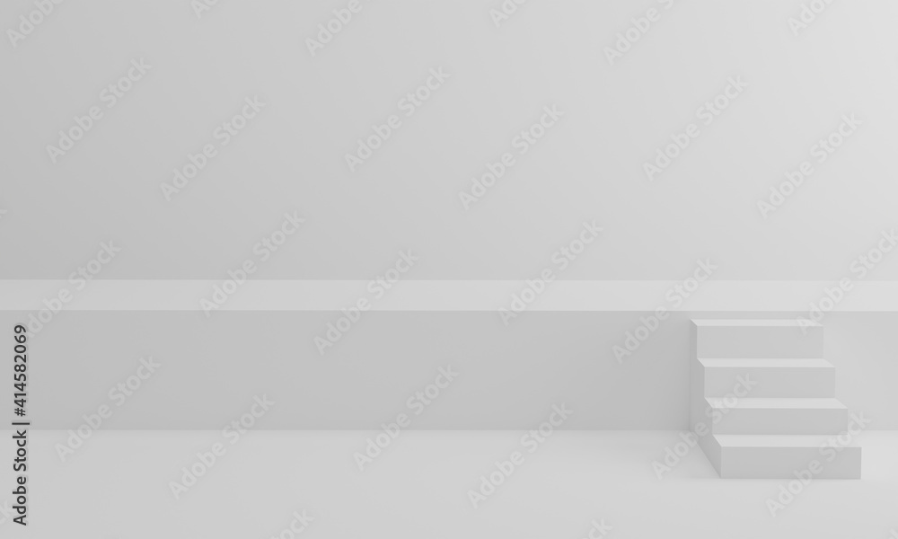 3D render. Stairway on white studio background . Minimal stair scene ascend stage for awards ceremony. 3D render. Stairway on white studio background . Minimal stair scene ascend stage for awards ceremony.