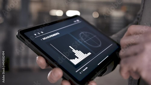close up predictive maintenance app in industrial plant photo