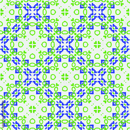 Seamless pattern with multicolored shapes.